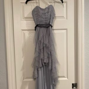 Silver Strapless High Low Dress